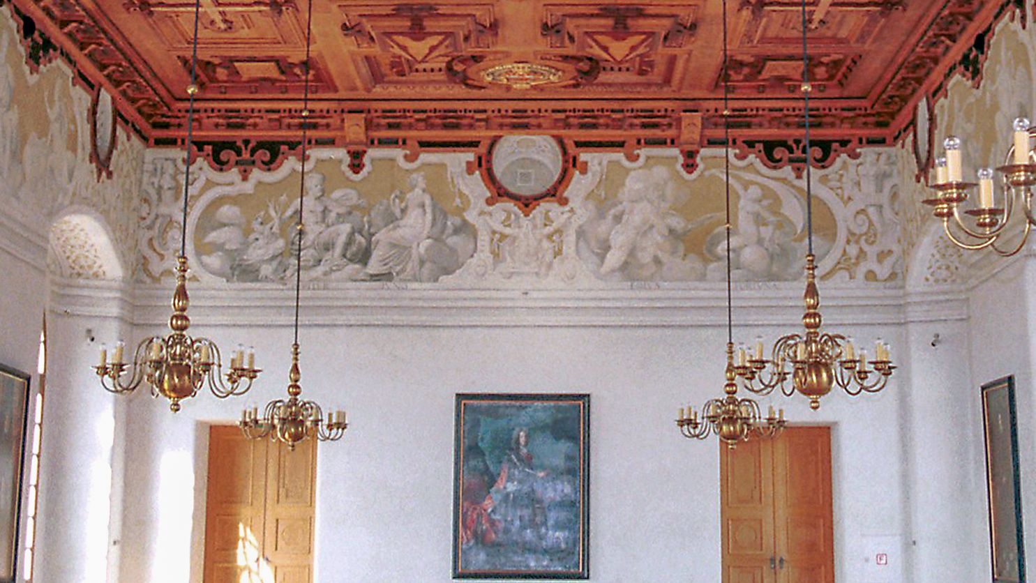 Renaissance-Holz-Kassettendecke im Saal des Dachauer Schlosses